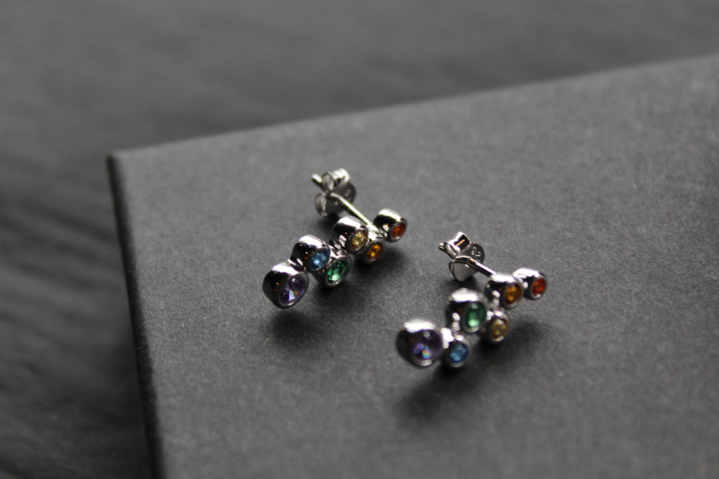 Rainbow Cubic Zirconia Bubbles Drop Earrings