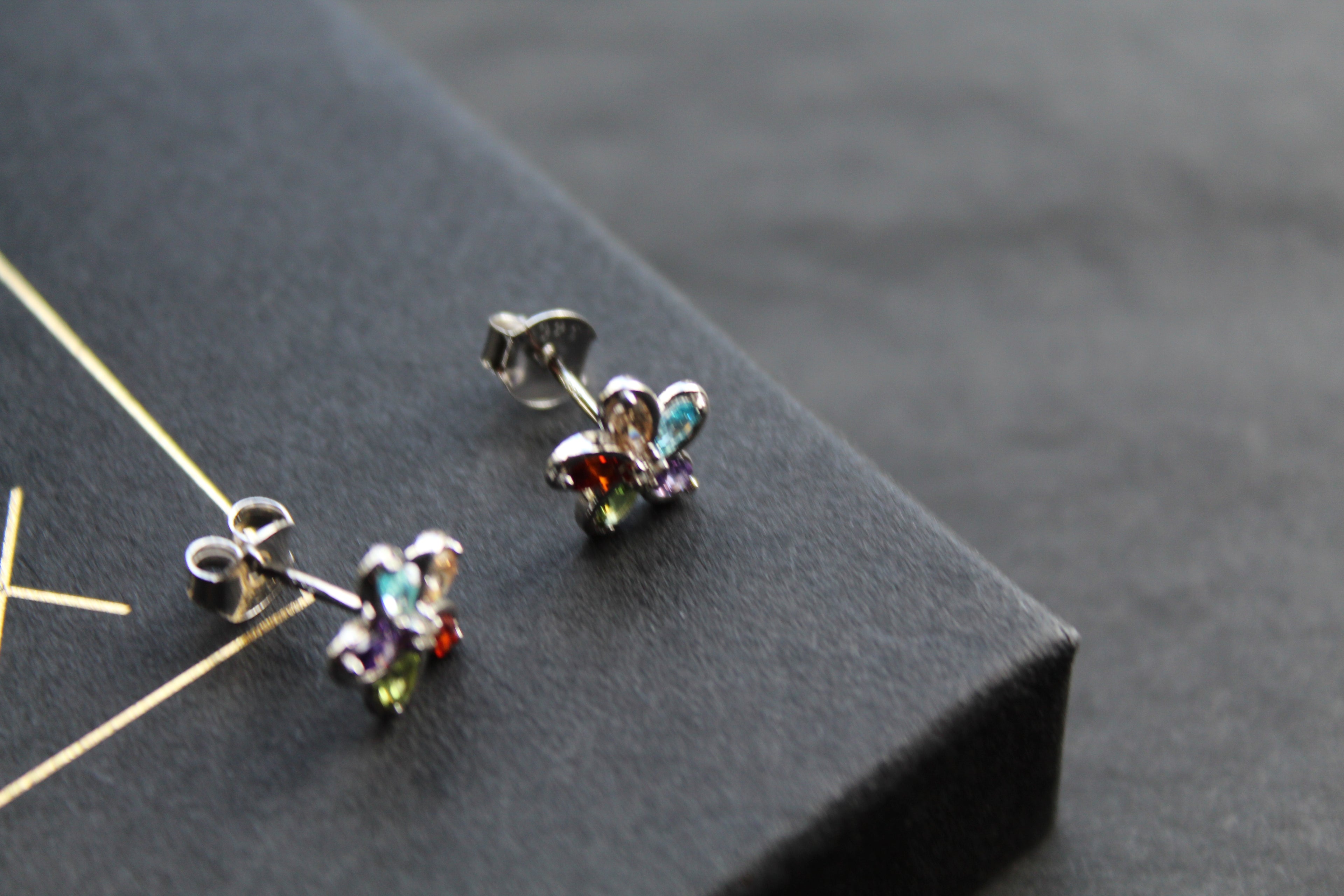Rainbow Cubic Zirconia Flower Studs