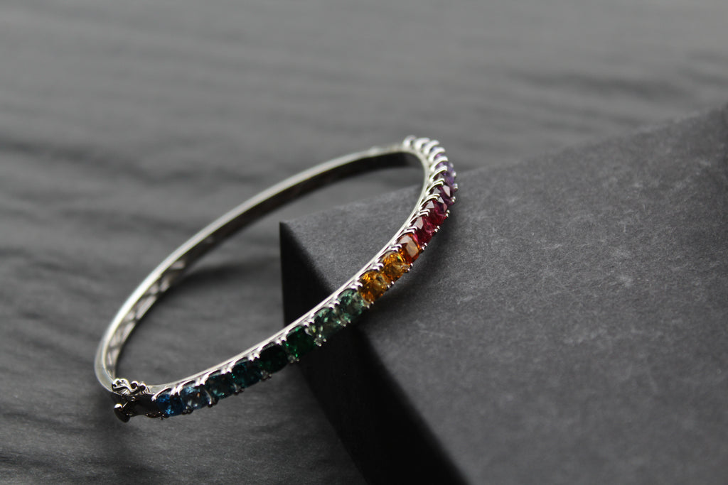 Rainbow Silver Bangle