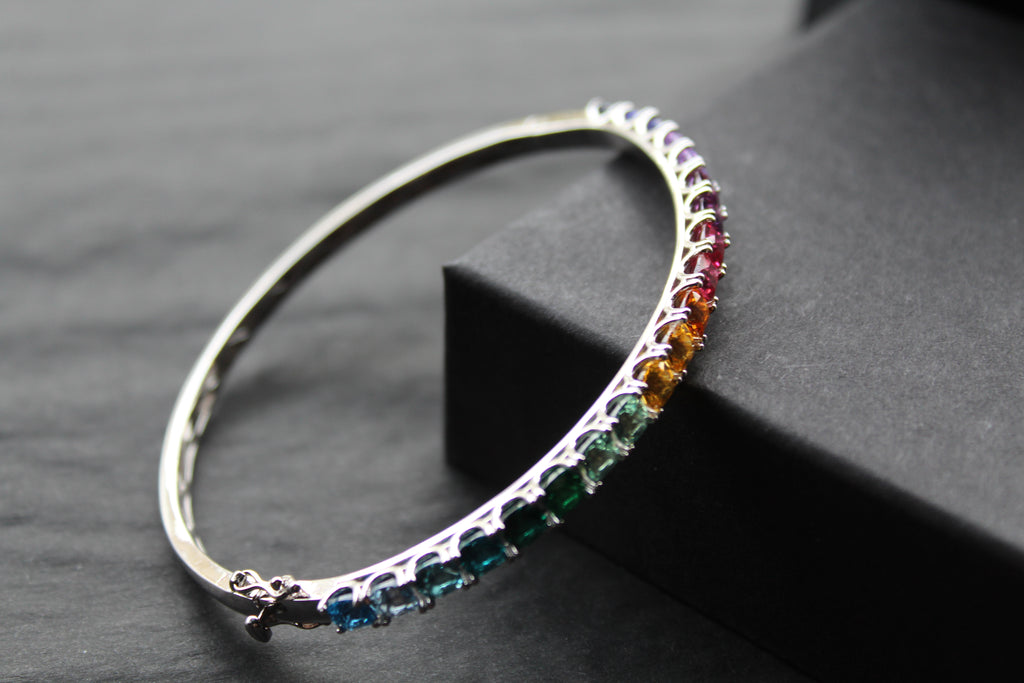 Rainbow Silver Bangle