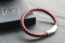 Load image into Gallery viewer, Red with Black Edge Leather Bracelet
