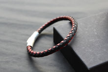Load image into Gallery viewer, Red with Black Edge Leather Bracelet

