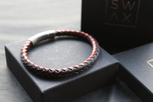 Load image into Gallery viewer, Red with Black Edge Leather Bracelet
