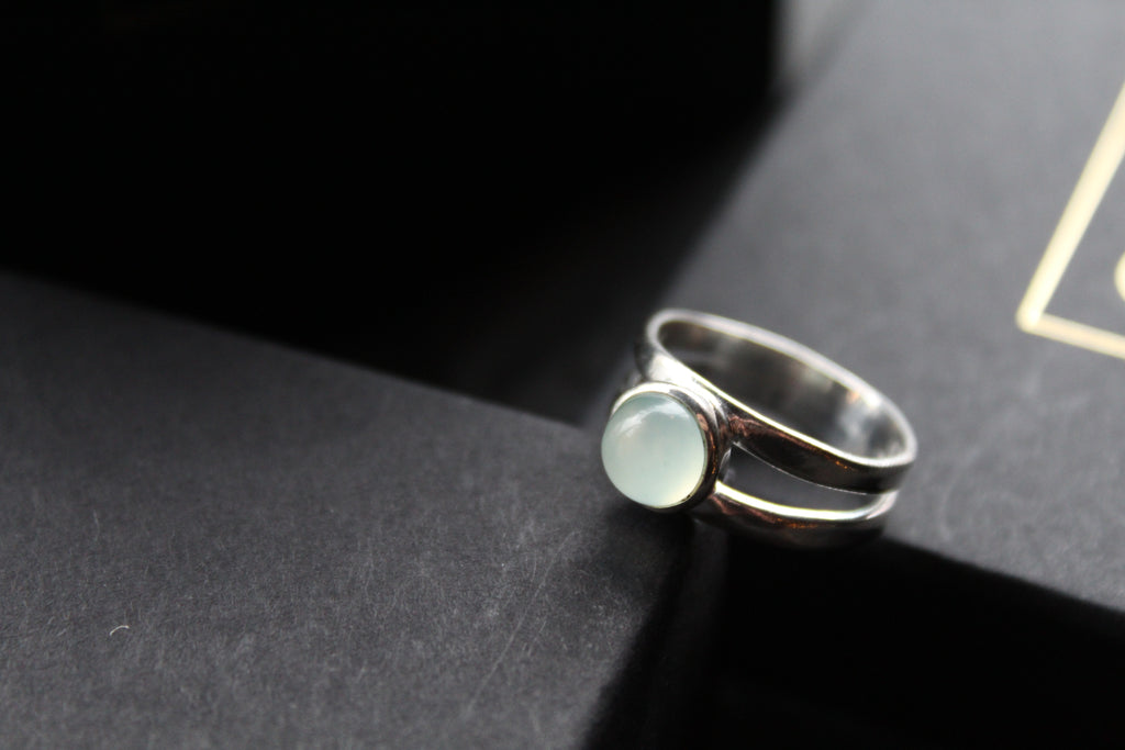 Round Chalcedony Sterling Silver Ring