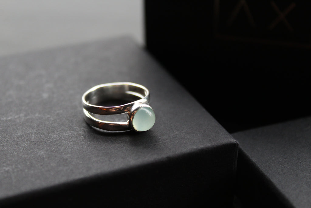 Round Chalcedony Sterling Silver Ring