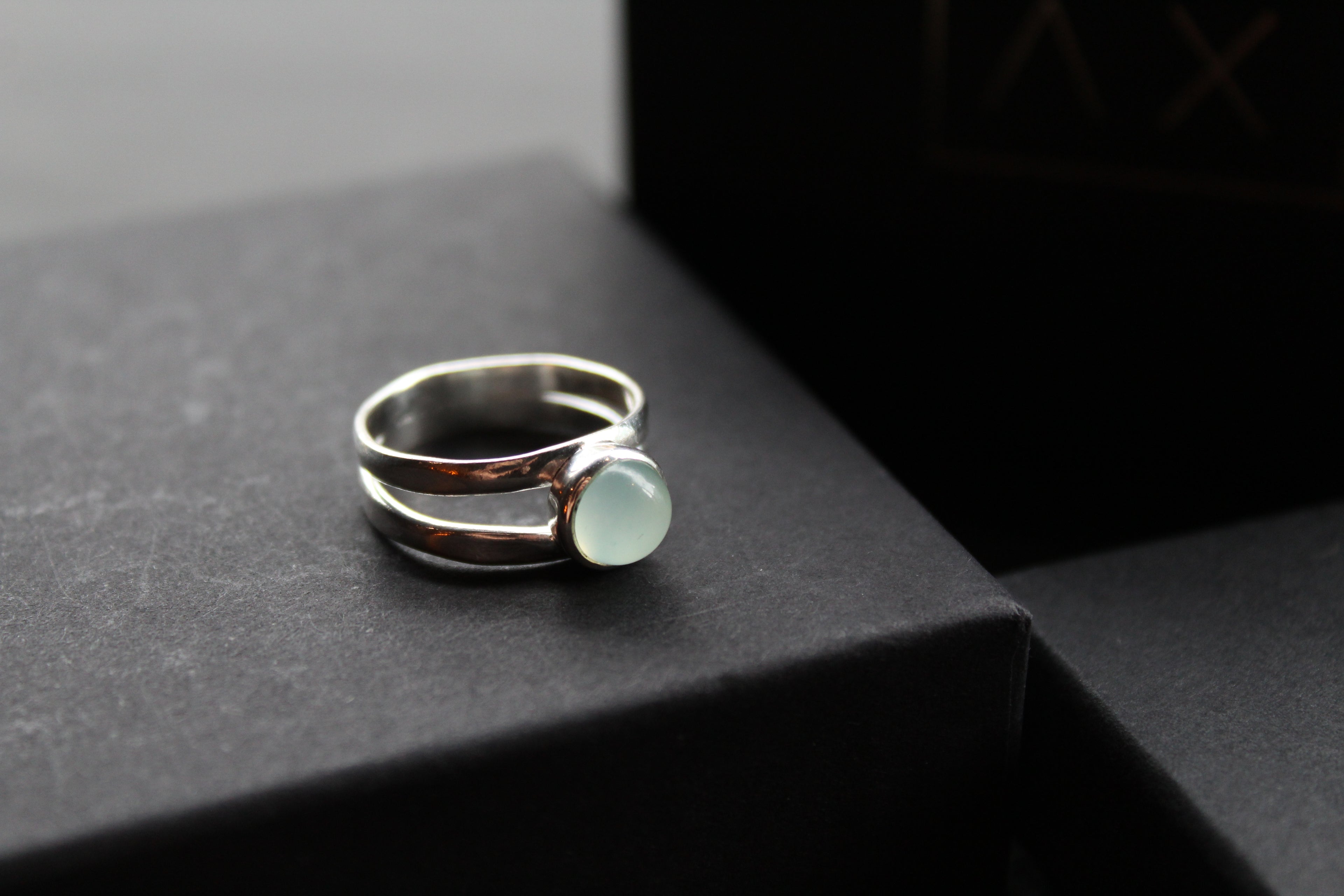 Round Chalcedony Sterling Silver Ring