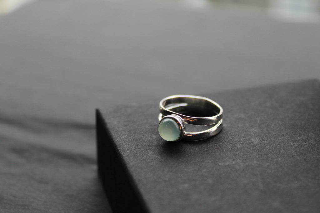 Round Chalcedony Sterling Silver Ring