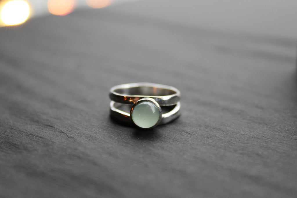 Round Chalcedony Sterling Silver Ring