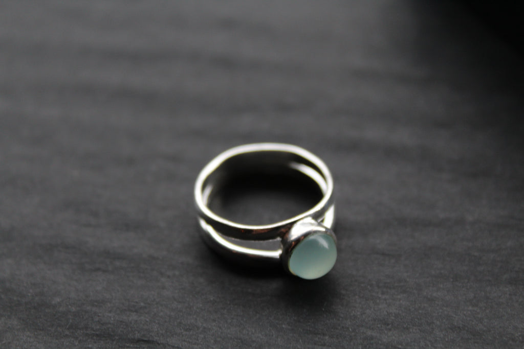 Round Chalcedony Sterling Silver Ring