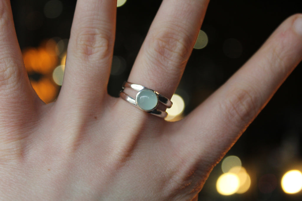 Round Chalcedony Sterling Silver Ring