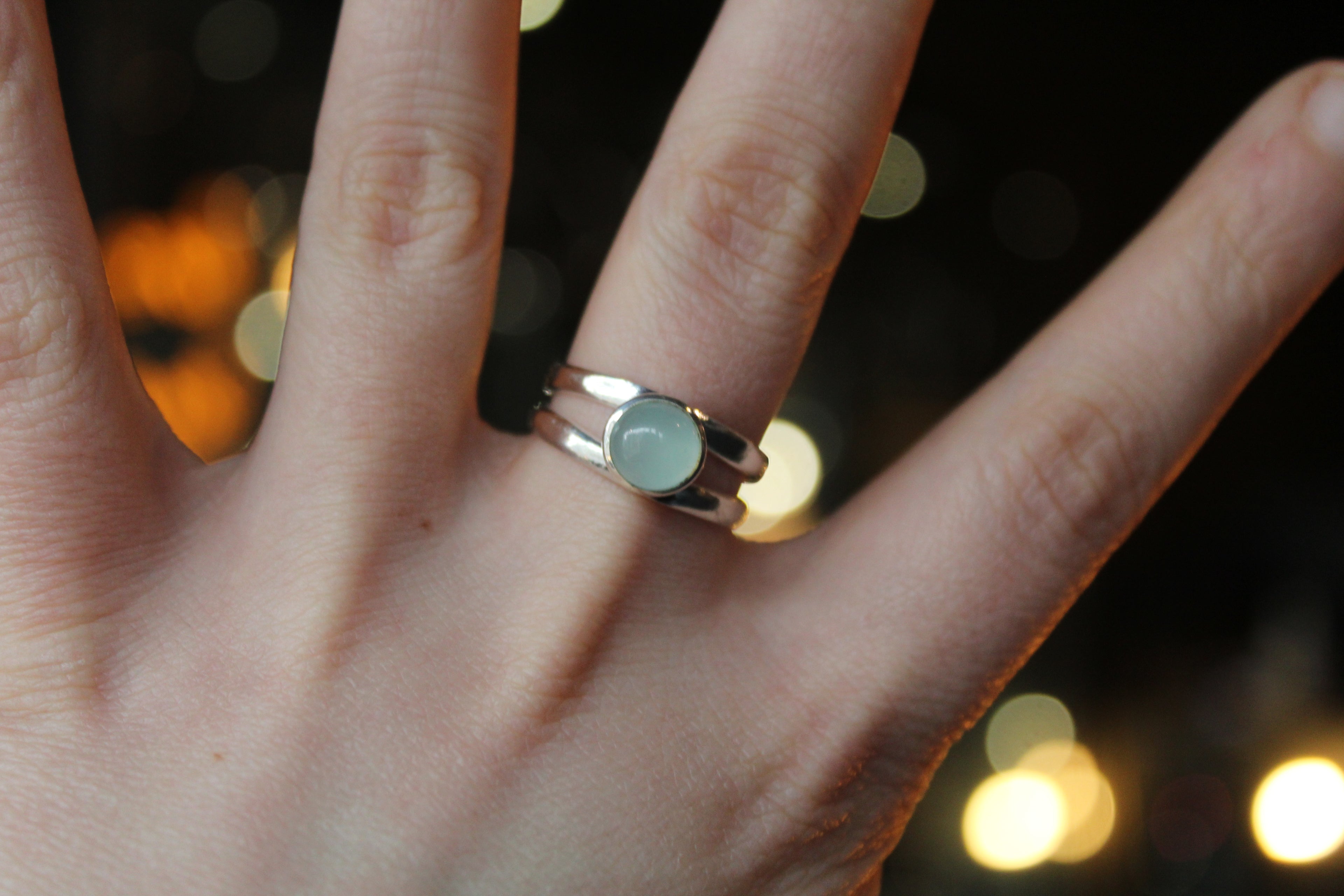 Round Chalcedony Sterling Silver Ring