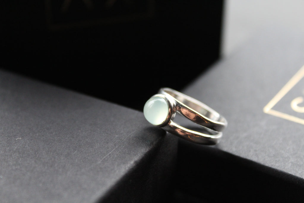 Round Chalcedony Sterling Silver Ring