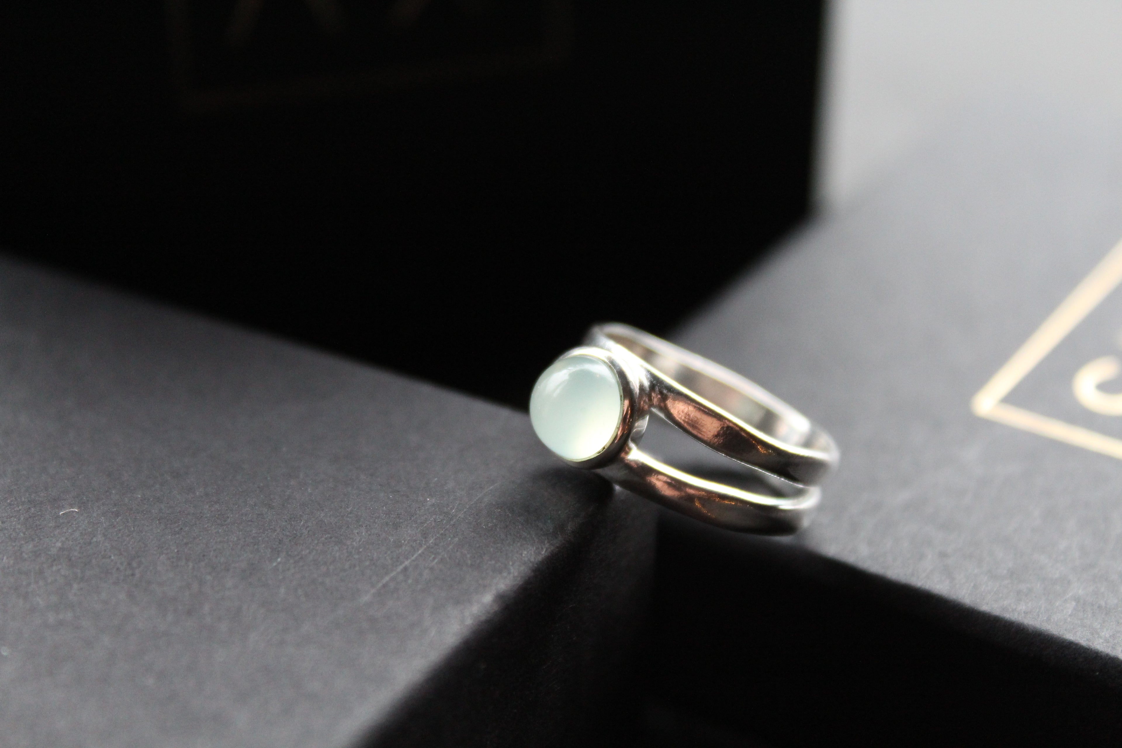 Round Chalcedony Sterling Silver Ring