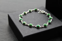 Load image into Gallery viewer, Round Green Mohave Turquoise and Silver Bracelet
