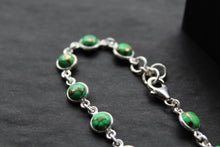 Load image into Gallery viewer, Round Green Mohave Turquoise and Silver Bracelet
