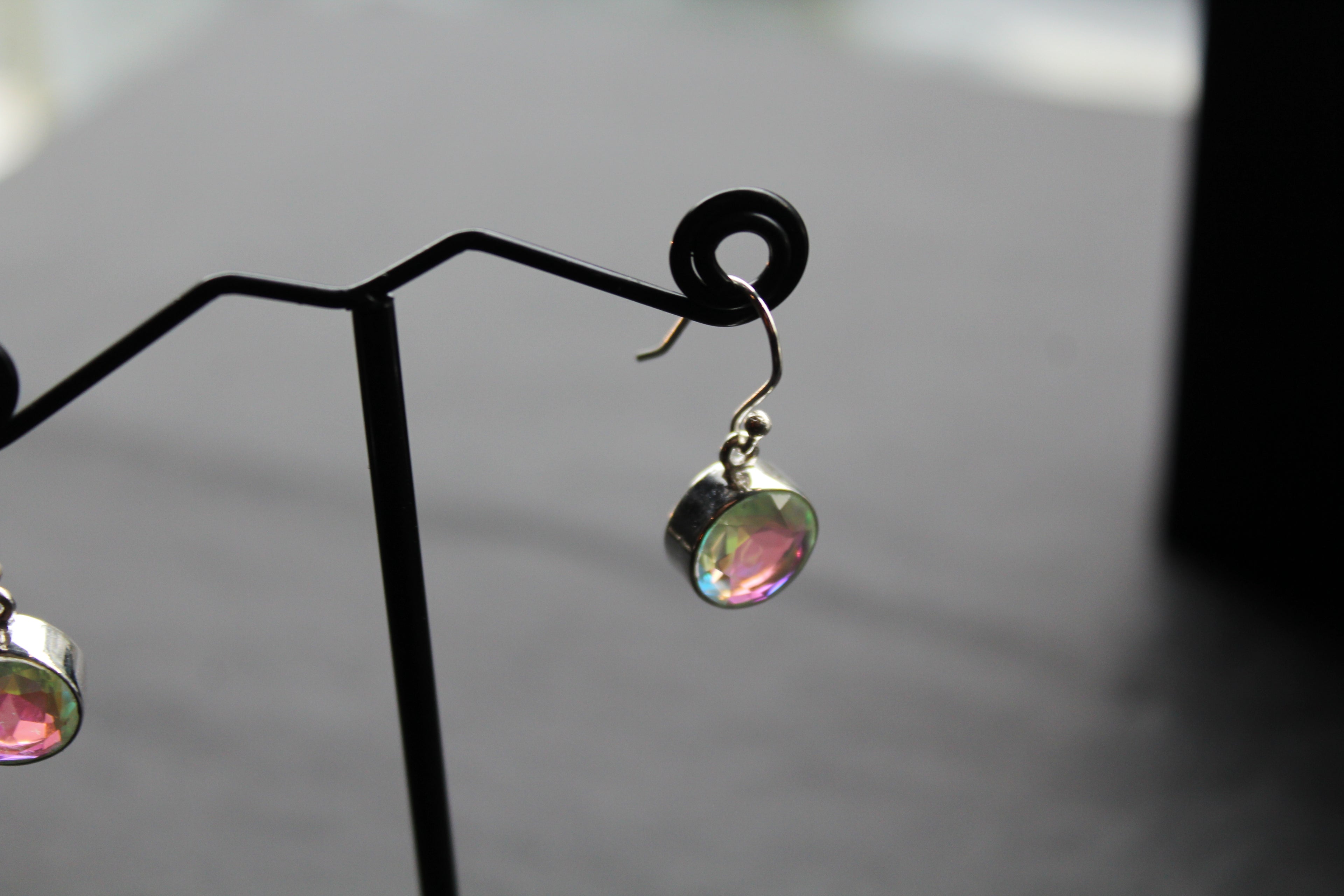 Round Mystic Mercury Mist Topaz Silver Earrings