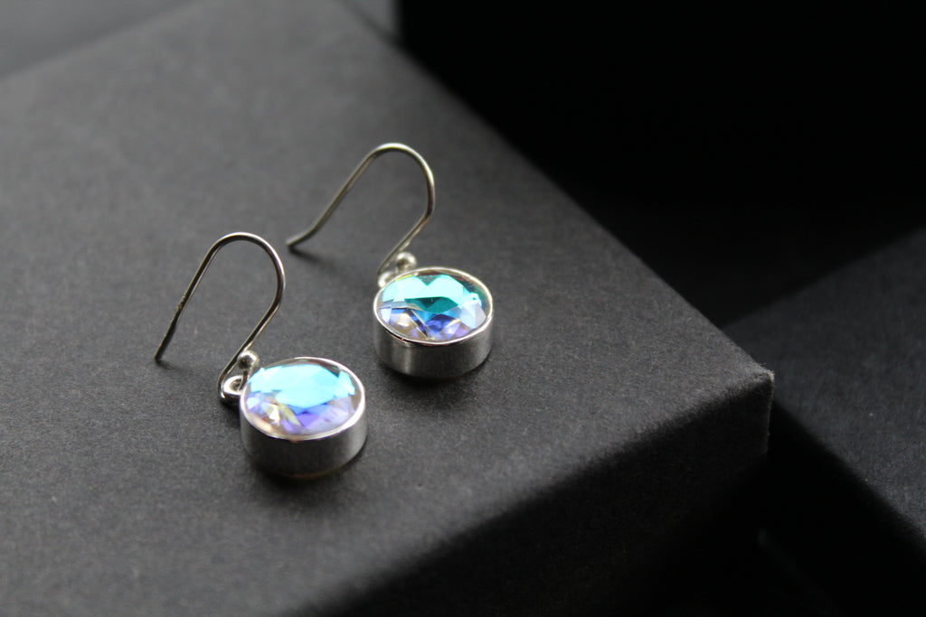 Round Mystic Mercury Mist Topaz Silver Earrings