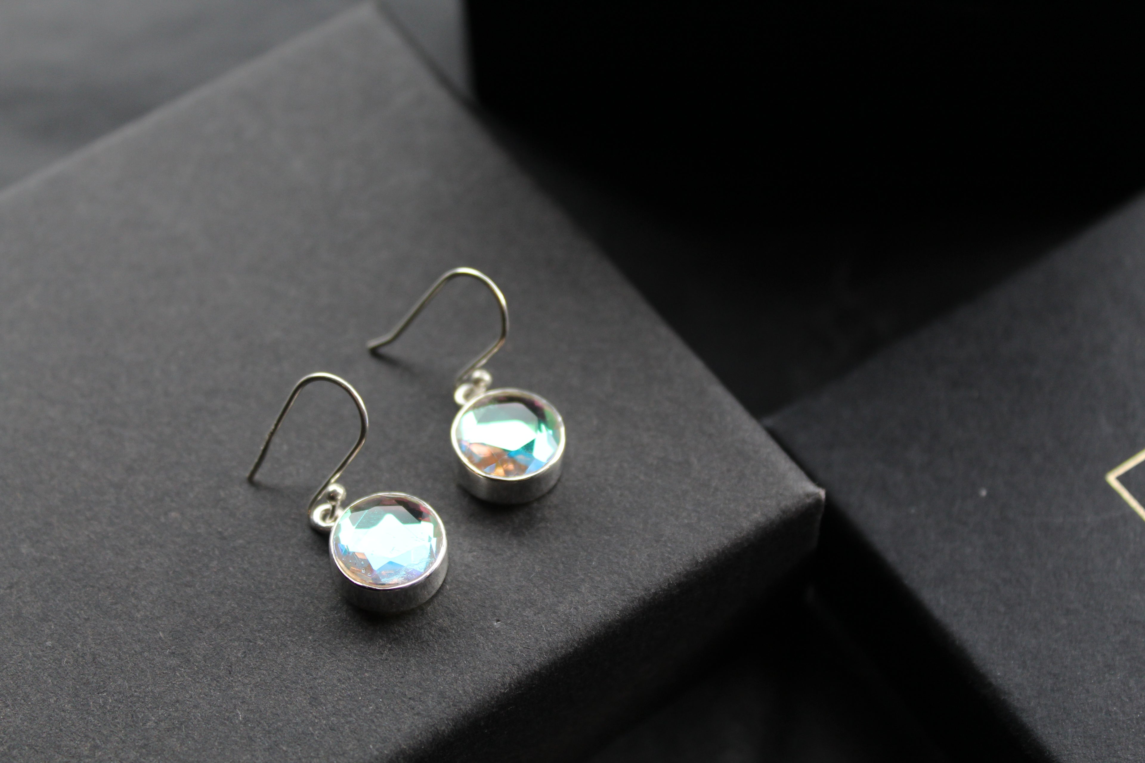 Round Mystic Mercury Mist Topaz Silver Earrings