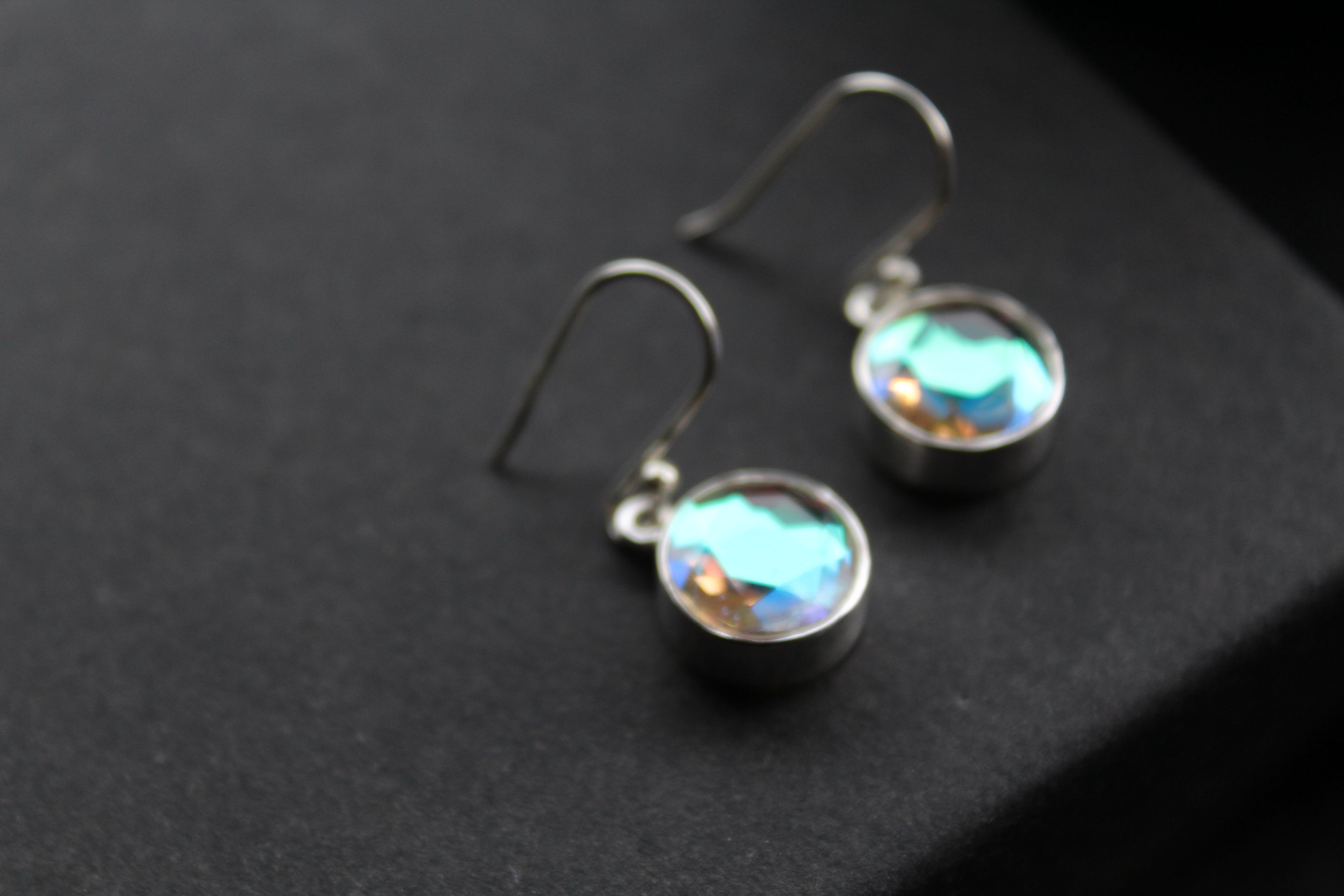 Round Mystic Mercury Mist Topaz Silver Earrings