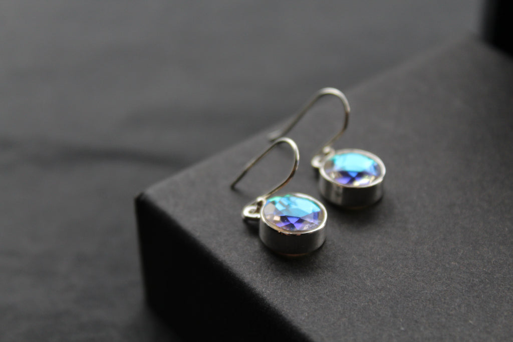 Round Mystic Mercury Mist Topaz Silver Earrings