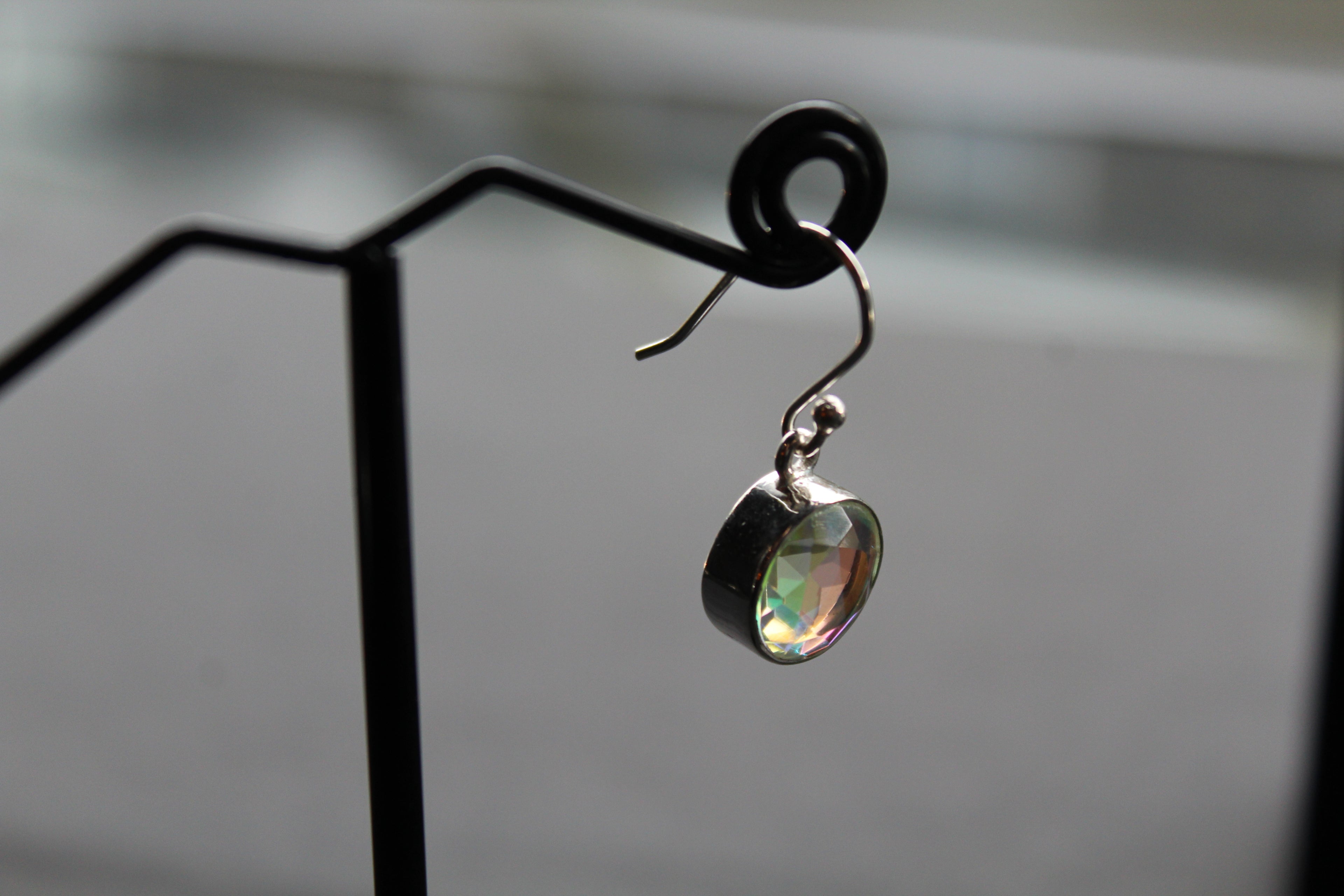 Round Mystic Mercury Mist Topaz Silver Earrings