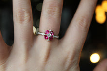 Load image into Gallery viewer, Ruby Cubic Zirconia Vintage Clover Ring
