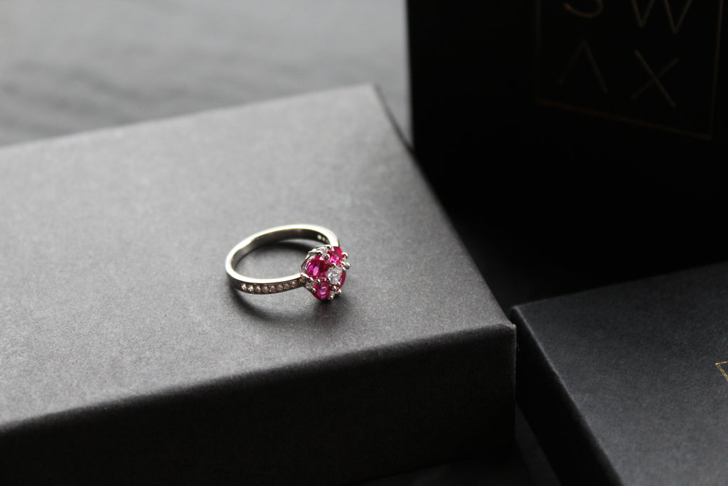 Ruby Cubic Zirconia Vintage Clover Ring