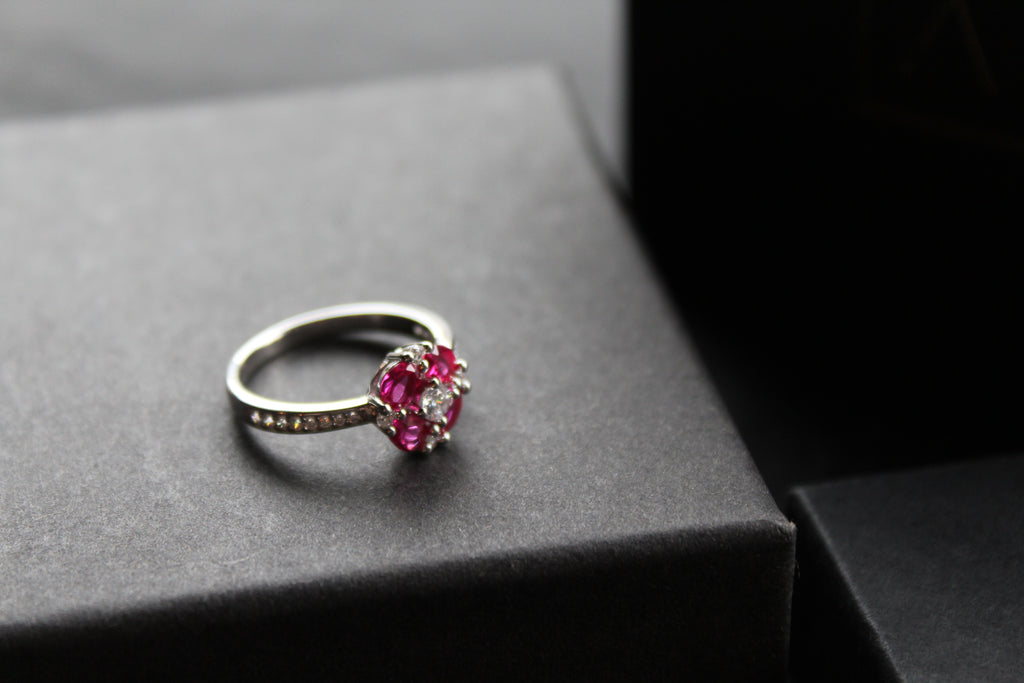 Ruby Cubic Zirconia Vintage Clover Ring