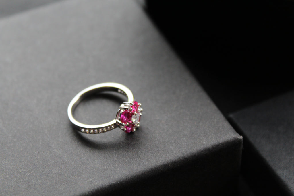 Ruby Cubic Zirconia Vintage Clover Ring
