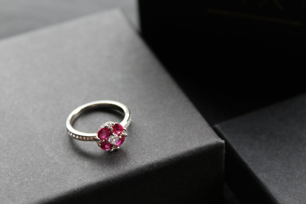 Ruby Cubic Zirconia Vintage Clover Ring