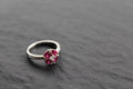 Ruby Cubic Zirconia Vintage Clover Ring