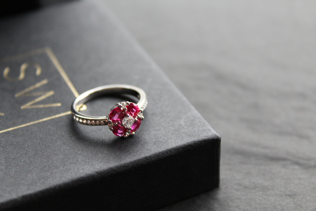 Ruby Cubic Zirconia Vintage Clover Ring