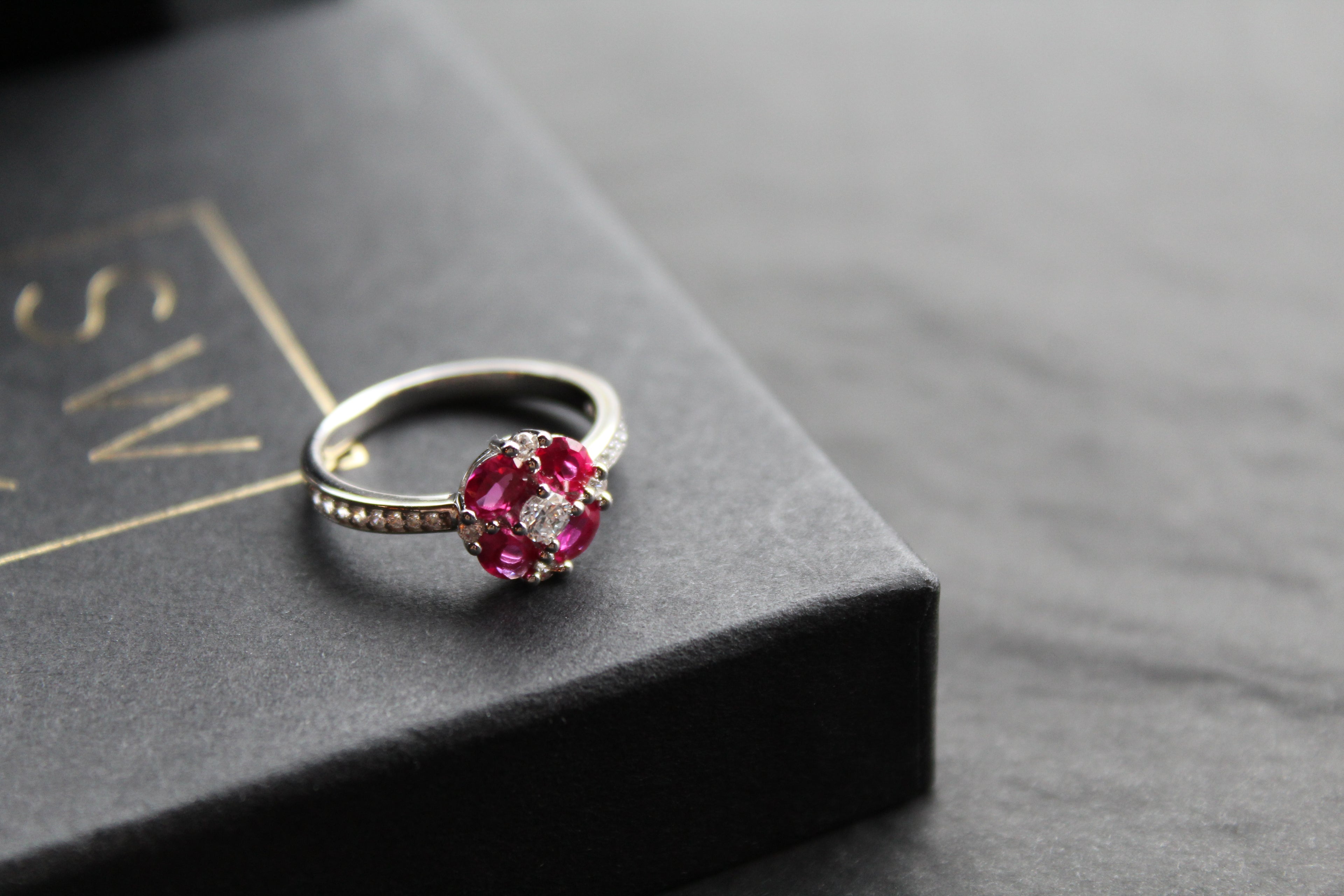 Ruby Cubic Zirconia Vintage Clover Ring