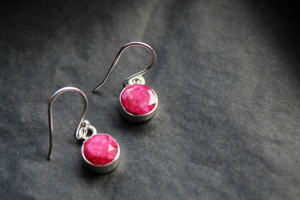 Ruby Round 8mm Drop Earrings