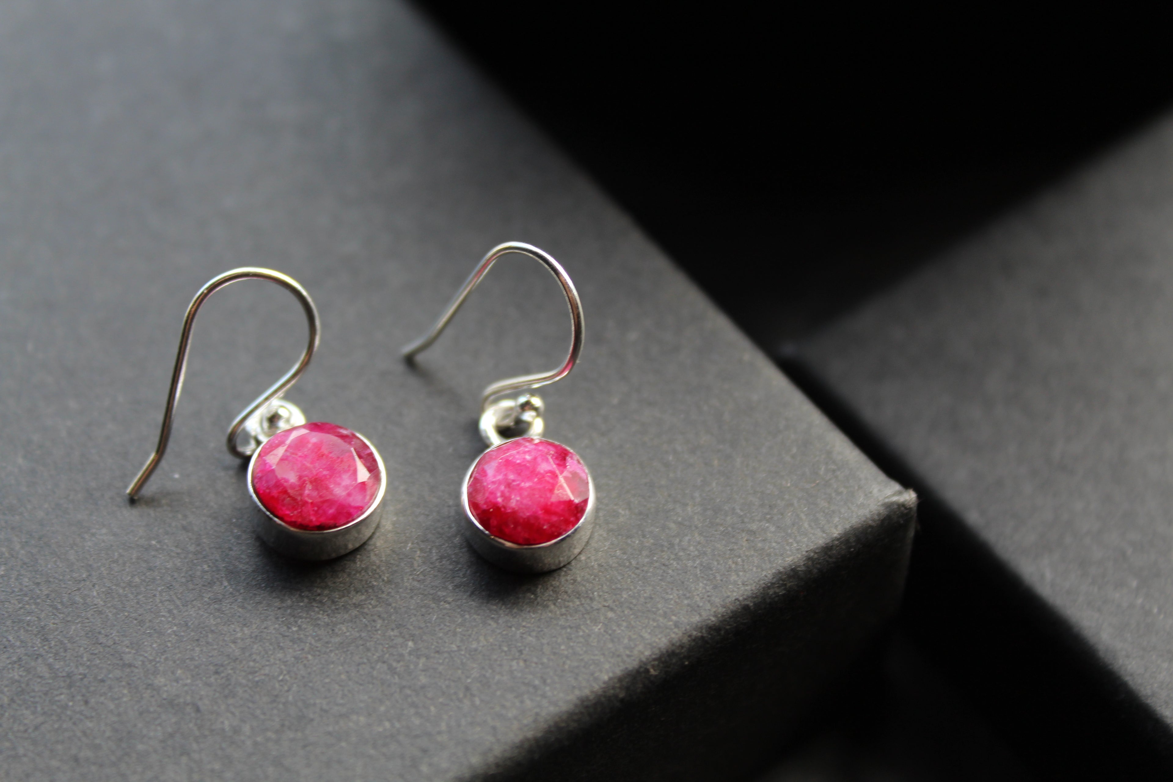 Ruby Round 8mm Drop Earrings
