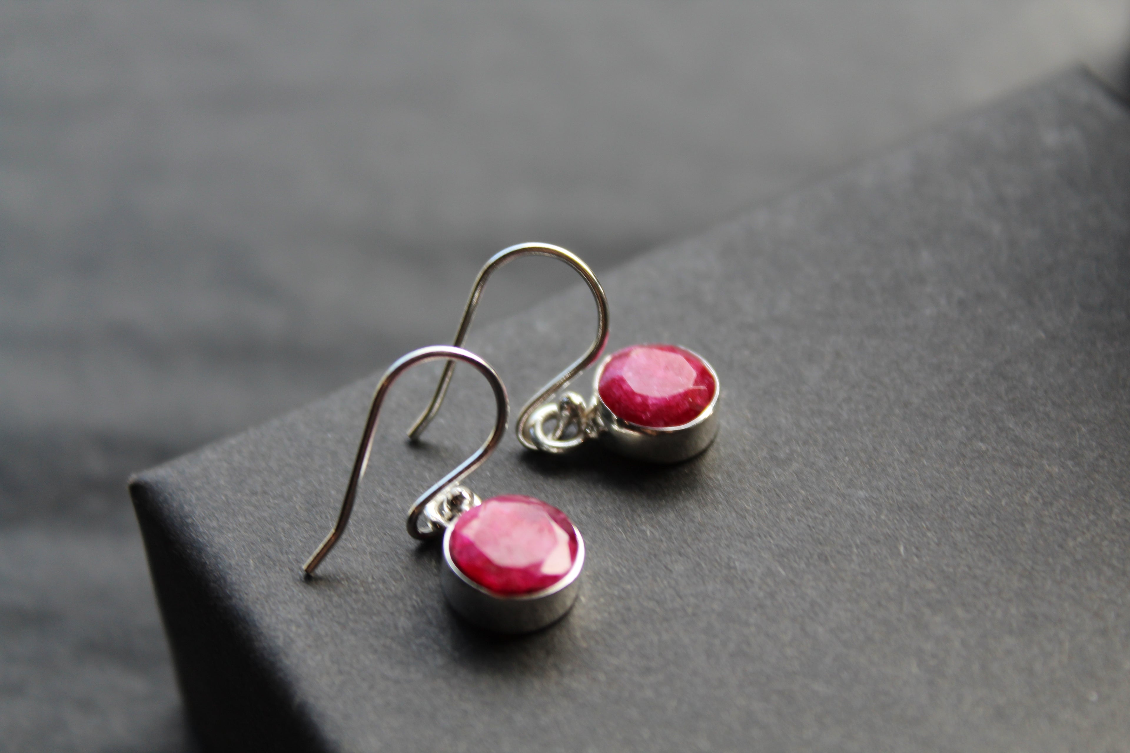 Ruby Round 8mm Drop Earrings