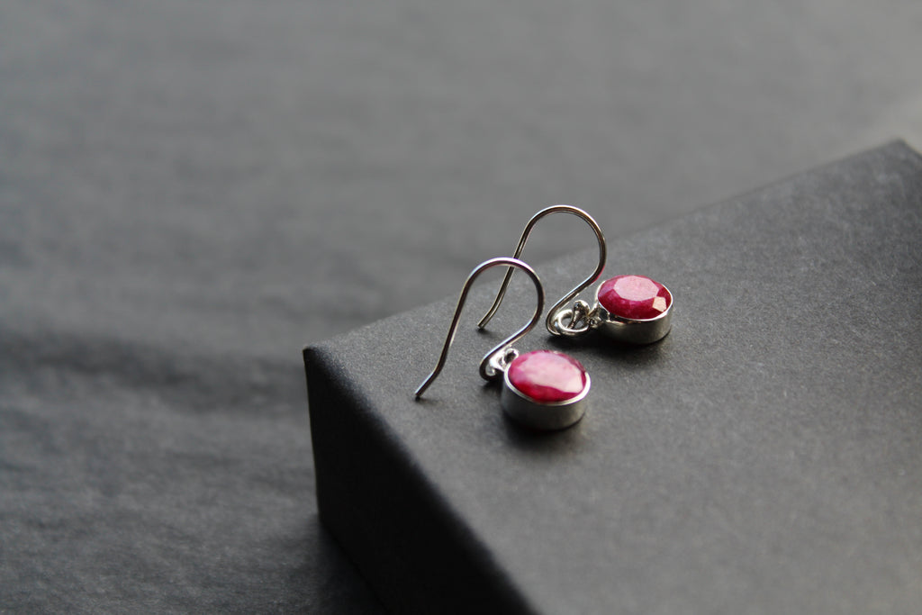 Ruby Round 8mm Drop Earrings