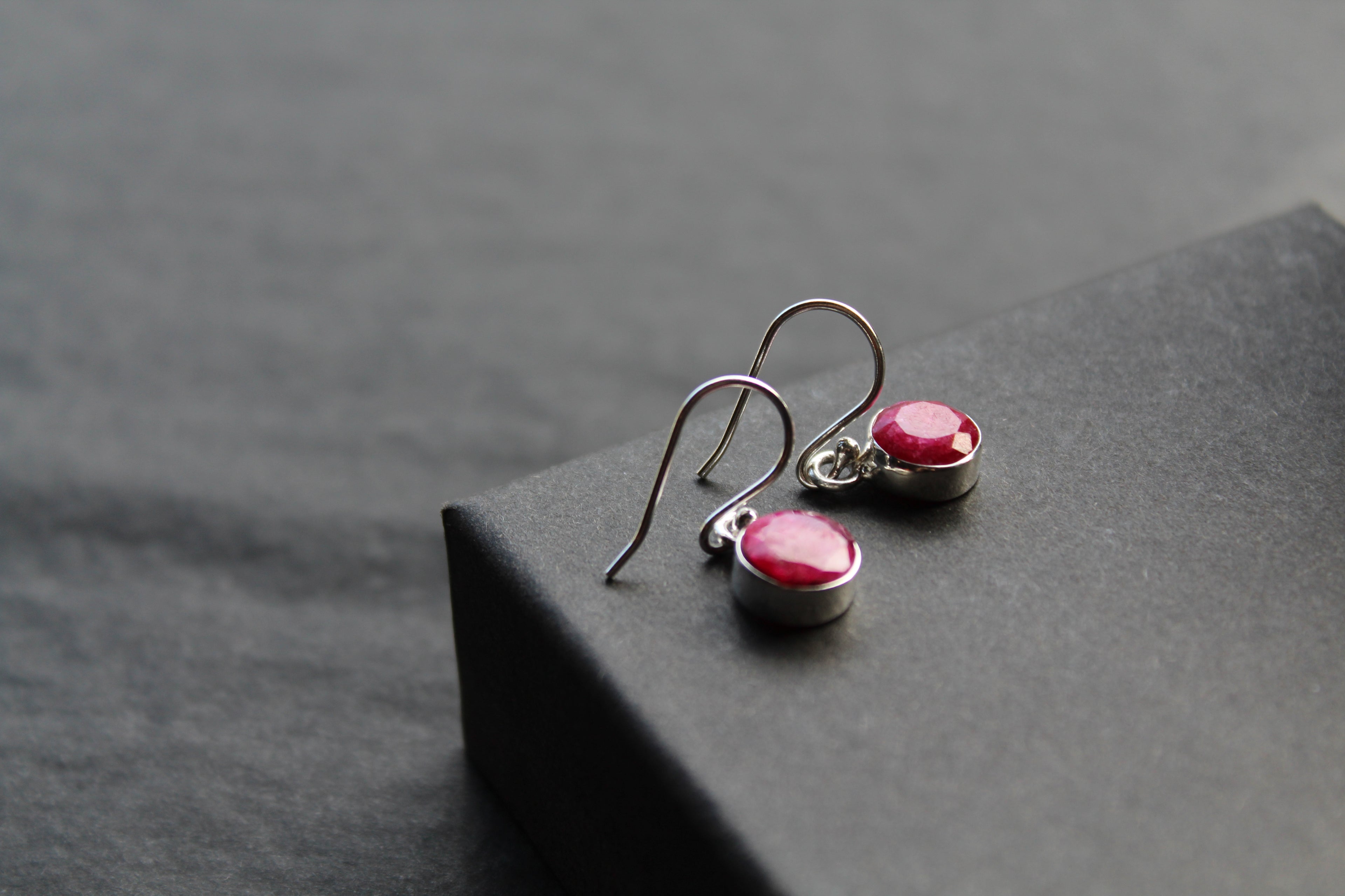 Ruby Round 8mm Drop Earrings
