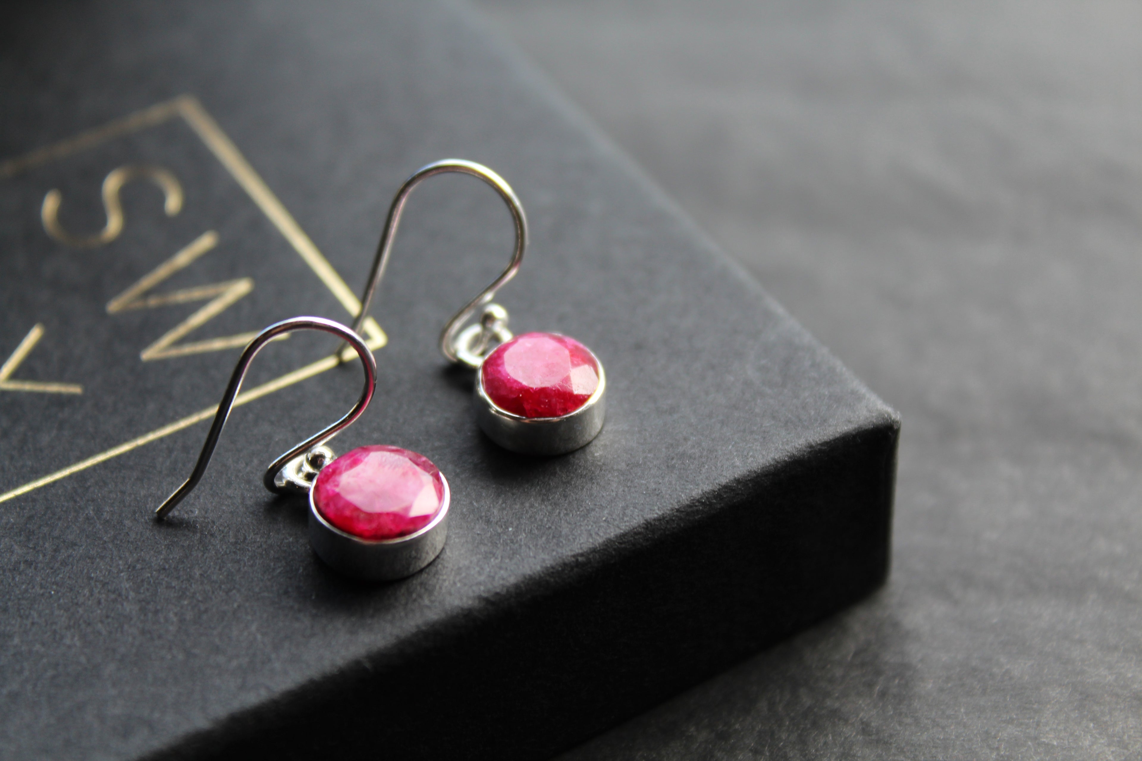 Ruby Round 8mm Drop Earrings