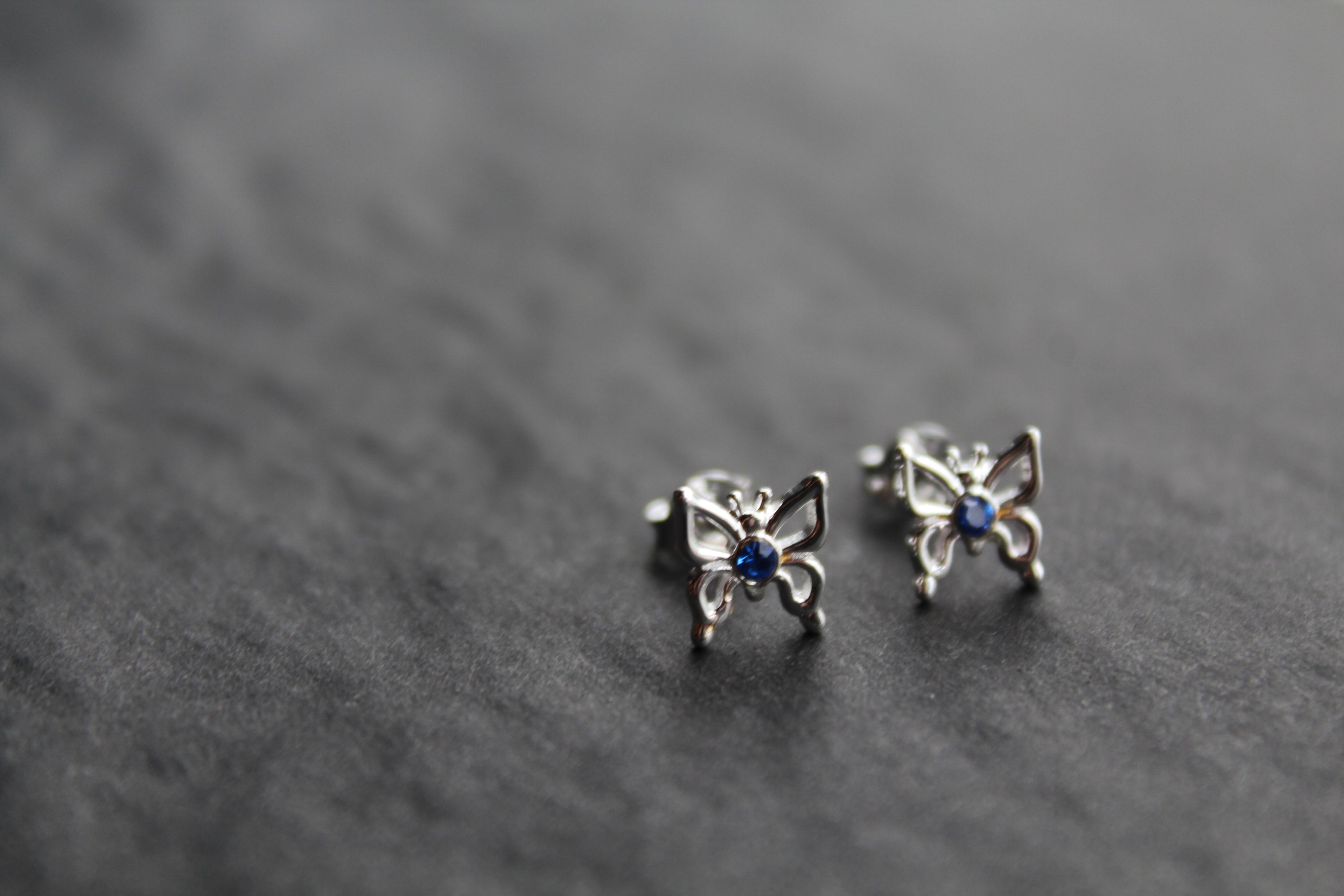 Sapphire Blue Crystal Butterfly Studs