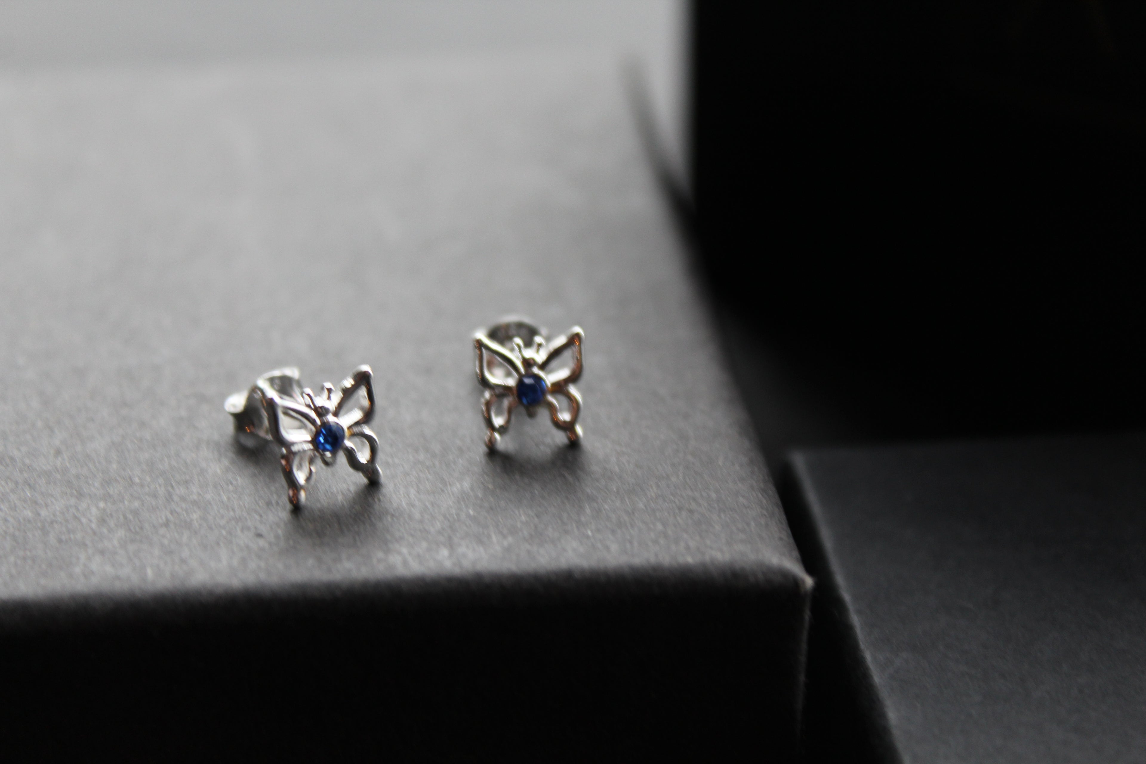 Sapphire Blue Crystal Butterfly Studs