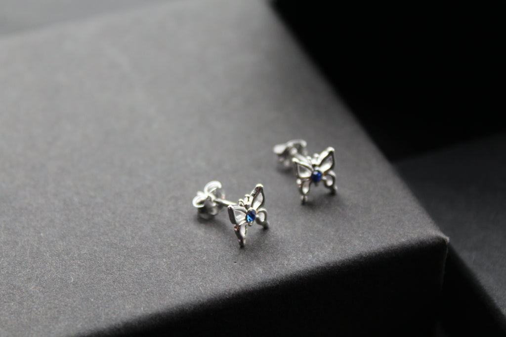 Sapphire Blue Crystal Butterfly Studs