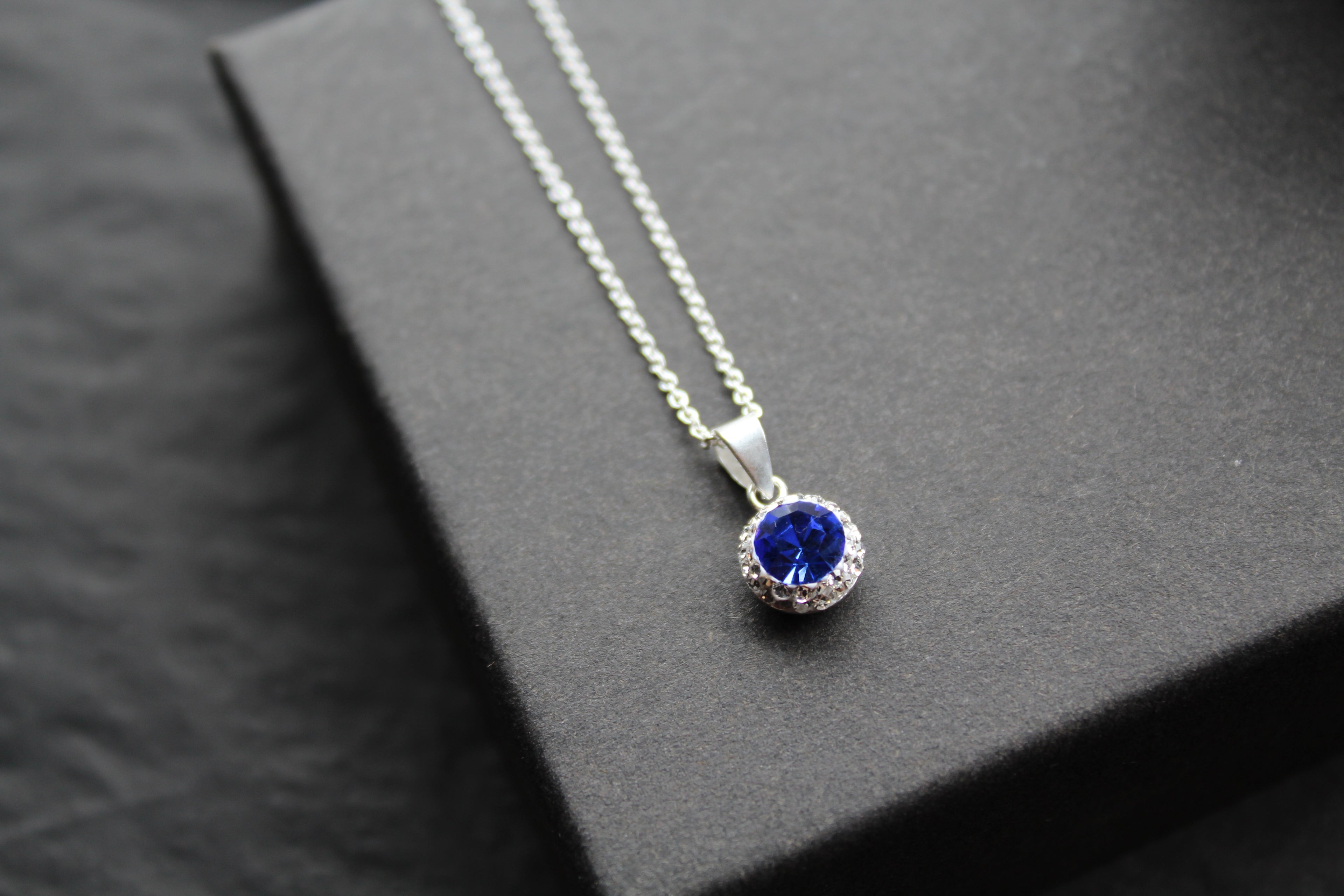 Sapphire Blue Crystal Necklace