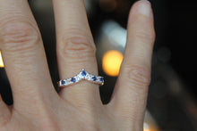Load image into Gallery viewer, Sapphire Blue Cubic Zirconia Wishbone Ring
