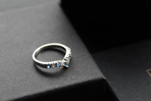 Load image into Gallery viewer, Sapphire Blue Cubic Zirconia Wishbone Ring
