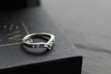 Load image into Gallery viewer, Sapphire Blue Cubic Zirconia Wishbone Ring
