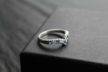 Load image into Gallery viewer, Sapphire Blue Cubic Zirconia Wishbone Ring
