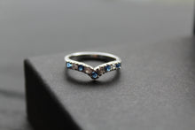 Load image into Gallery viewer, Sapphire Blue Cubic Zirconia Wishbone Ring
