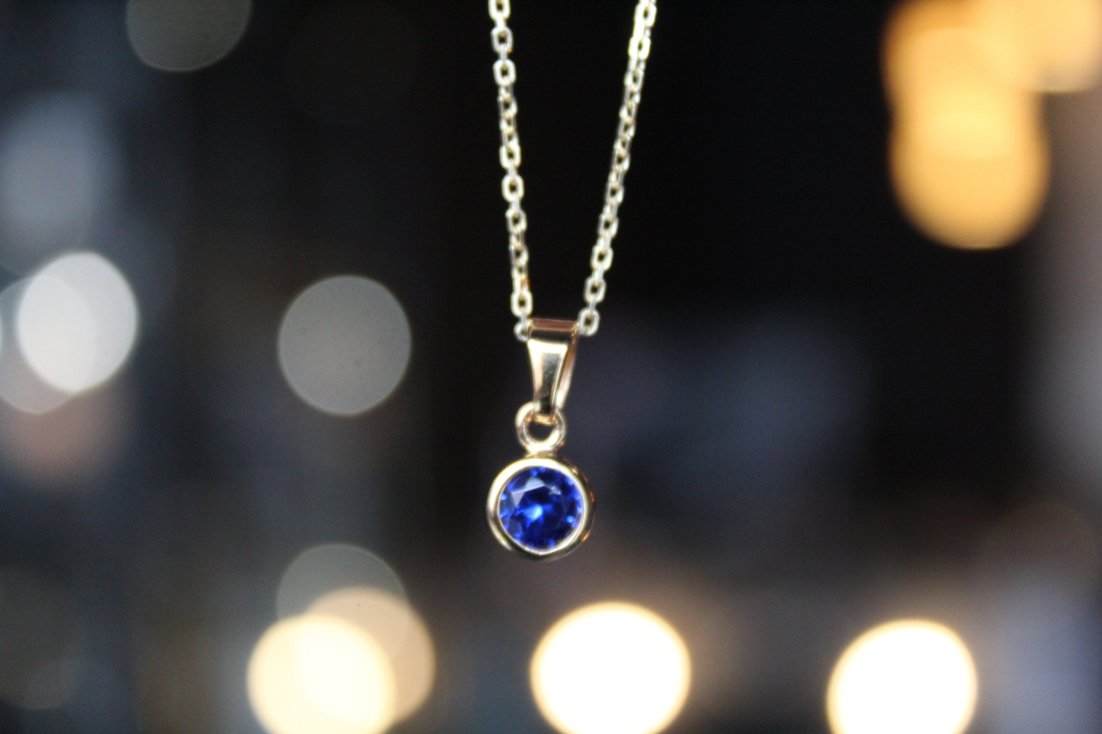 Sapphire Blue Gold Plate Necklace