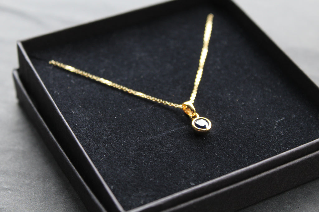 Sapphire Blue Gold Plate Necklace